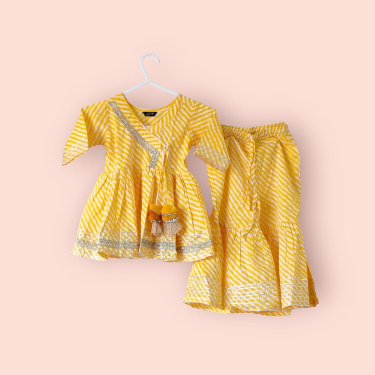 Sunshine Yellow Lehariya Sharara Suit Set