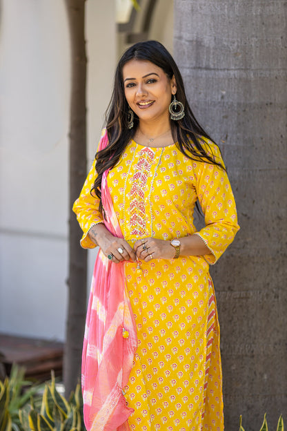 Yellow and Pink Suit set